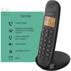 Logicom ILOA 150 Téléphone Fixe sans Fil sans Répondeur - Solo - Téléphones analogiques et dect - Noir