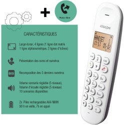 Logicom ILOA 150 Téléphone Fixe sans Fil sans Répondeur - Solo - Téléphones analogiques et dect - Aubergine