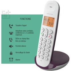 Logicom ILOA 150 Téléphone Fixe sans Fil sans Répondeur - Solo - Téléphones analogiques et dect - Aubergine