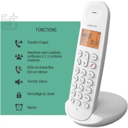 Logicom ILOA 150 Téléphone Fixe sans Fil sans Répondeur - Solo - Téléphones analogiques et dect - Blanc