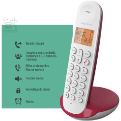 Logicom ILOA 150 Téléphone Fixe sans Fil sans Répondeur - Solo - Téléphones analogiques et dect - Framboise