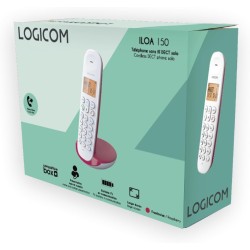 Logicom ILOA 150 Téléphone Fixe sans Fil sans Répondeur - Solo - Téléphones analogiques et dect - Framboise
