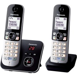 Panasonic Duo KX-TG6822FRB Téléphone Numérique sans fil DECT avec Répondeur Wi-Fi Noir