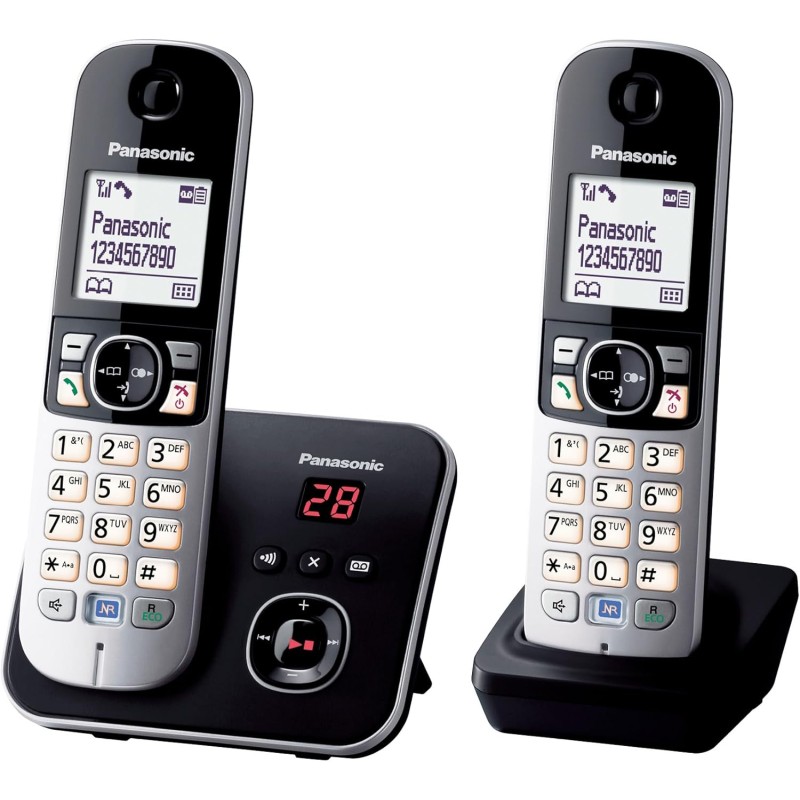 Panasonic Duo KX-TG6822FRB Téléphone Numérique sans fil DECT avec Répondeur Wi-Fi Noir