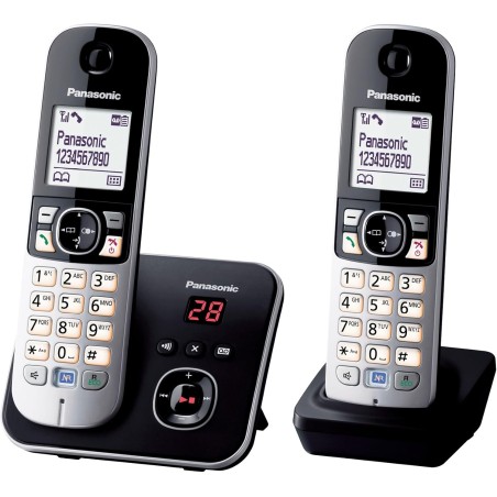 Panasonic Duo KX-TG6822FRB Téléphone Numérique sans fil DECT avec Répondeur Wi-Fi Noir