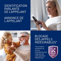Panasonic KX-TG6823FRB DECT Téléphone Numérique Sans Fil Répondeur Numérique, Base et 3 Combinés, Haut-Parleur Mains Libres, Ide