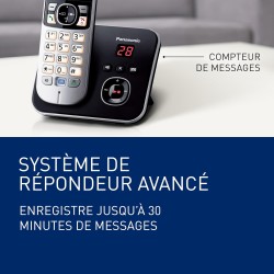 Panasonic cordless phone kx-tg6821, single, argent, with answering machine