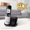 Panasonic cordless phone kx-tg6821, single, argent, with answering machine