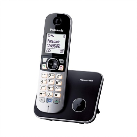 Panasonic KX-TG6811FRB DECT Téléphone Numérique Sans Fil, Base et Combiné Mains Libres, Identification de l'Appelant, Blocage de