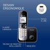 Panasonic KX-TG6811FRB DECT Téléphone Numérique Sans Fil, Base et Combiné Mains Libres, Identification de l'Appelant, Blocage de