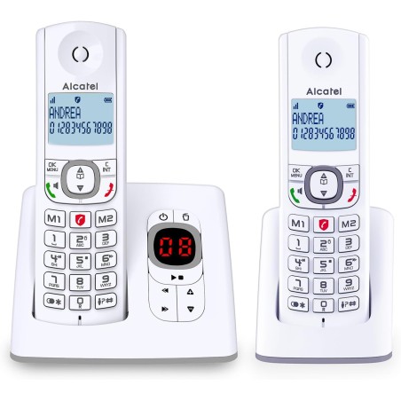 ALCATEL F530 Voice Duo - Téléphone Fixe Sans Fil DECT Avec Répondeur - Grand Écran Rétroéclairé - Mains Libres - Fonction Blocag