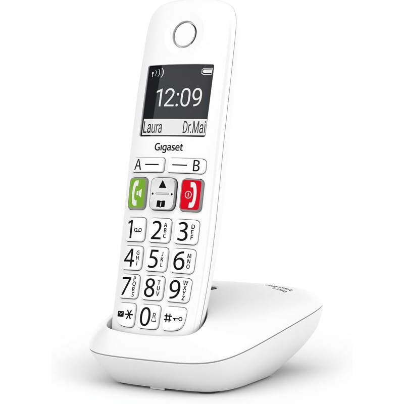 Gigaset E290 - téléphone sans fil pour seniors avec de larges touches, touches d'accès direct pour les numéros importants, fonct