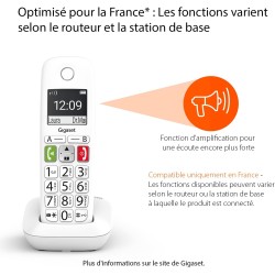 Gigaset E290 - téléphone sans fil pour seniors avec de larges touches, touches d'accès direct pour les numéros importants, fonct