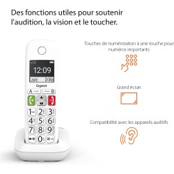 Gigaset E290 - téléphone sans fil pour seniors avec de larges touches, touches d'accès direct pour les numéros importants, fonct