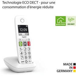 Gigaset E290 - téléphone sans fil pour seniors avec de larges touches, touches d'accès direct pour les numéros importants, fonct
