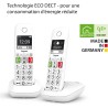 Gigaset E290 Duo - Téléphone Fixe sans Fil Blanc, 2 combinés avec Grand écran rétroéclairé, larges Touches, Fonction Blocage D'a