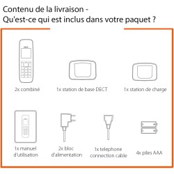 Gigaset E290 Duo - Téléphone Fixe sans Fil Blanc, 2 combinés avec Grand écran rétroéclairé, larges Touches, Fonction Blocage D'a