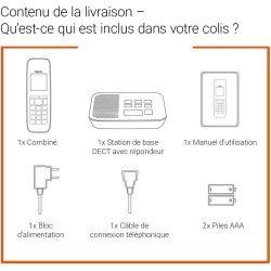 Gigaset E290A - Téléphone fixe sans fil blanc avec répondeur intégré - grand écran rétroéclairé - larges touches - fonction bloc