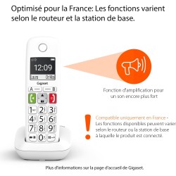 Gigaset E290A Duo - Téléphone Fixe sans Fil Blanc avec Répondeur Intégré, 2 combinés avec Grand écran rétroéclairé, larges Touch