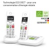Gigaset E290A Duo - Téléphone Fixe sans Fil Blanc avec Répondeur Intégré, 2 combinés avec Grand écran rétroéclairé, larges Touch