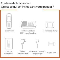 Gigaset E290A Duo - Téléphone Fixe sans Fil Blanc avec Répondeur Intégré, 2 combinés avec Grand écran rétroéclairé, larges Touch