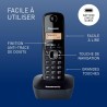 Panasonic KX-TG1611FRH DECT Téléphone Numérique Sans Fil, Base et Combiné, Identification de l'Appelant, Batterie Longue Durée, 