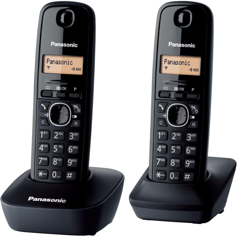 Panasonic KX-TG1612FRH Téléphone Numérique Sans Fil, Base et 2 Combinés, Identification de l'Appelant, Batterie Longue Durée, LC