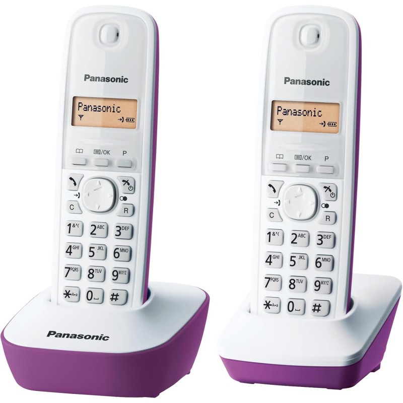 Panasonic KX-TG1612FRF Téléphone Duo sans fil DECT sans répondeur Pourpre [Version Française]
