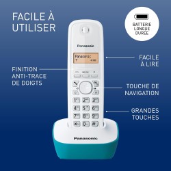 Panasonic KX-TG1612FRC Téléphone Duo sans fil DECT sans répondeur Bleu [Version Française]