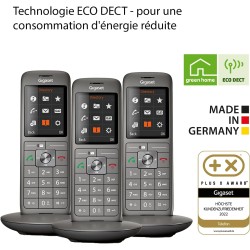 Gigaset CL660A Trio - Téléphone Fixe sans Fil - Répondeur - 3 Combinés - Gris Anthracite [Version Française]