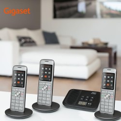 Gigaset CL660A Trio - Téléphone Fixe sans Fil - Répondeur - 3 Combinés - Gris Anthracite [Version Française]