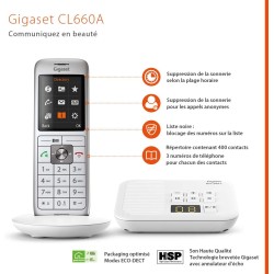 Gigaset CL660A Duo - Téléphone fixe sans fil - Répondeur - 2 combinés - Blanc [Version Française]