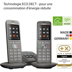 Gigaset CL660A Duo - Téléphone fixe sans fil - Répondeur - 2 combinés - Gris Anthracite [Version Française]