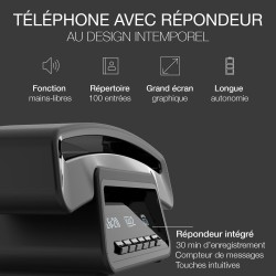ALCATEL Epure Premium - Téléphone Fixe sans Fil DECT avec Répondeur - Design Vintage - Base D'Affichage Intelligente - Grand Écr