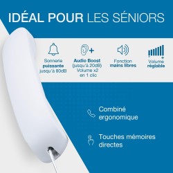 ALCATEL TMAX 10 - Téléphone Fixe Filaire Senior - Grandes Touches - Mains Libres - Indicateur Lumineux D'Appel Entrant - Touches