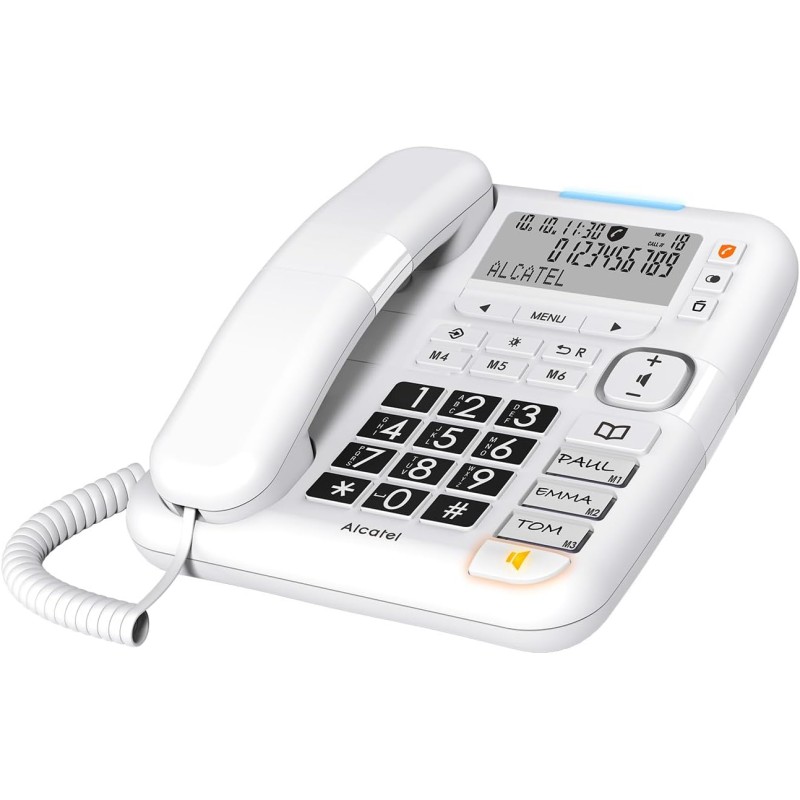 ALCATEL TMAX 70 - Téléphone Fixe Filaire Senior - Grand Ecran - Grandes Touches - Mains Libres - Audio Boost - Blocage D'Appels 