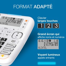 ALCATEL TMAX 70 - Téléphone Fixe Filaire Senior - Grand Ecran - Grandes Touches - Mains Libres - Audio Boost - Blocage D'Appels 