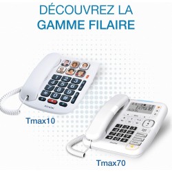 ALCATEL TMAX 70 - Téléphone Fixe Filaire Senior - Grand Ecran - Grandes Touches - Mains Libres - Audio Boost - Blocage D'Appels 