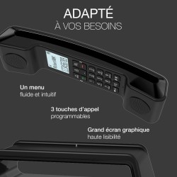 ALCATEL Epure Iconic - Téléphone Fixe sans Fil DECT - Design Vintage - Grand Écran Graphique Haute Lisibilité - Mains Libres - F