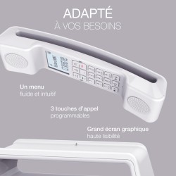 ALCATEL Epure Iconic - Téléphone Fixe sans Fil DECT - Design Vintage - Grand Écran Graphique Haute Lisibilité - Mains Libres - F
