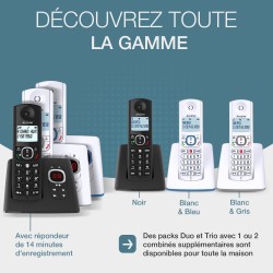 ALCATEL F530 Voice Duo - Téléphone Fixe Sans Fil DECT Avec Répondeur - Grand Écran Rétroéclairé - Mains Libres - Fonction Blocag