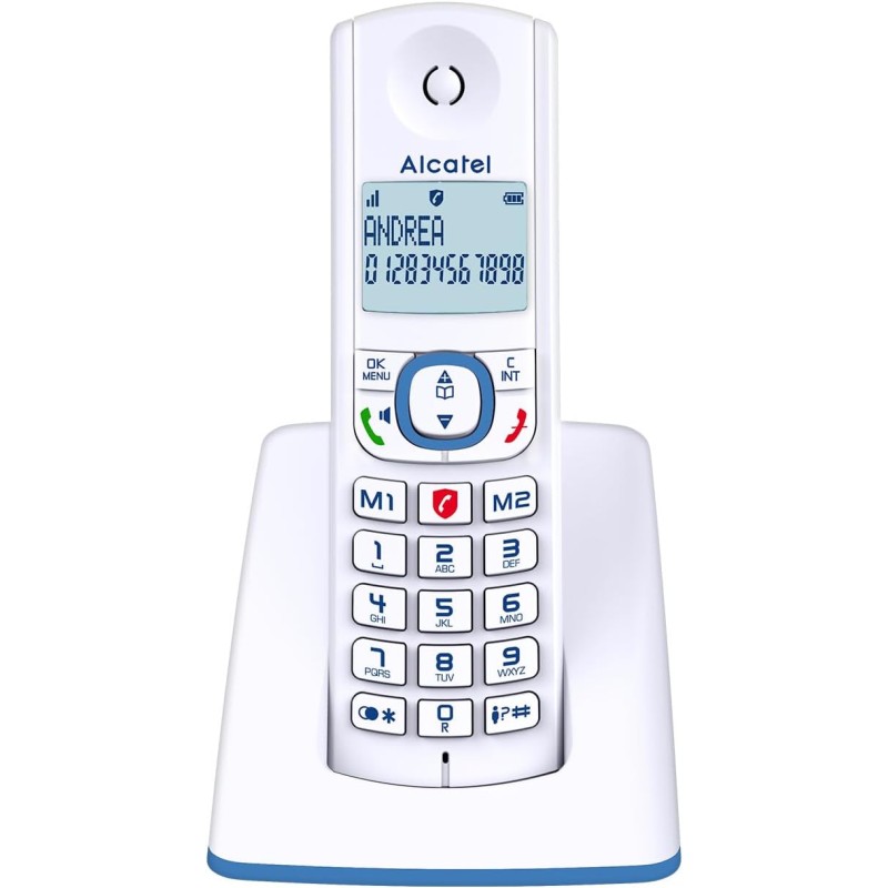 ALCATEL F530 - Téléphone Fixe Sans Fil DECT - Grand Écran Rétroéclairé - Mains Libres - Fonction Blocage Des Appels - 2 Touches 