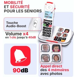 SWISSVOICE - Xtra 2355 - DECT - Téléphone Fixe sans Fil - Larges Touches - Répondeur - Audio Boost - Sonneries Fortes - Compatib