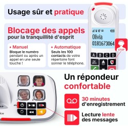 SWISSVOICE - Xtra 2355 - DECT - Téléphone Fixe sans Fil - Larges Touches - Répondeur - Audio Boost - Sonneries Fortes - Compatib
