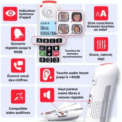 SWISSVOICE - Xtra 2355 - DECT - Téléphone Fixe sans Fil - Larges Touches - Répondeur - Audio Boost - Sonneries Fortes - Compatib