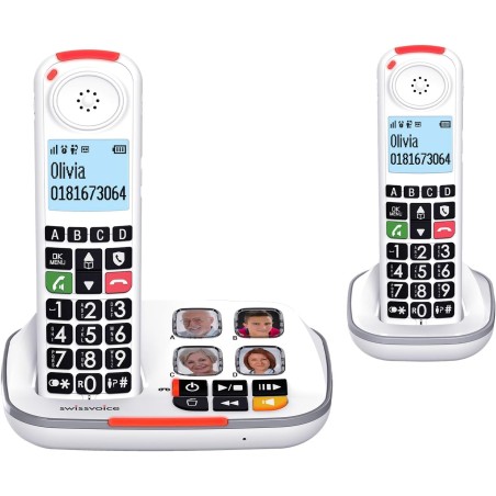 swissvoice Xtra 2355 Duo, Téléphone sans Fil DECT avec répondeur, 2 combinés, Sonneries Fortes, Compatible avec Les Aides Auditi