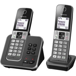 Panasonic KX-TGD322FRG DECT Téléphone Numérique Sans Fil Répondeur Numérique, Base et 2 Combinés, Haut-Parleur Mains Libres, Ide