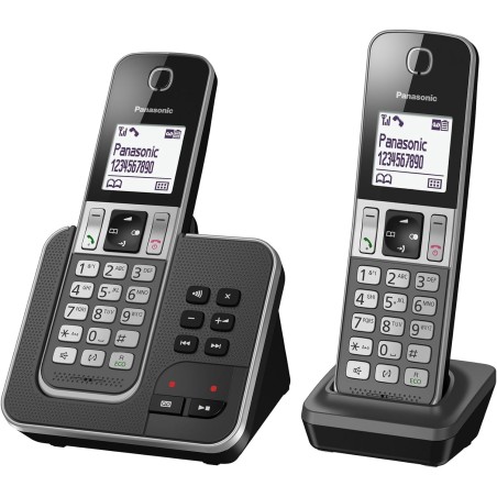 Panasonic KX-TGD322FRG DECT Téléphone Numérique Sans Fil Répondeur Numérique, Base et 2 Combinés, Haut-Parleur Mains Libres, Ide