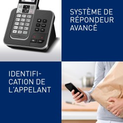 Panasonic KX-TGD322FRG DECT Téléphone Numérique Sans Fil Répondeur Numérique, Base et 2 Combinés, Haut-Parleur Mains Libres, Ide