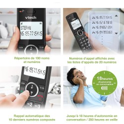 VTech ES2000 Téléphone sans Fil DECT avec Blocage d'appel, contrôle du Volume, Identification de l'appelant/Appel en Attente, 18